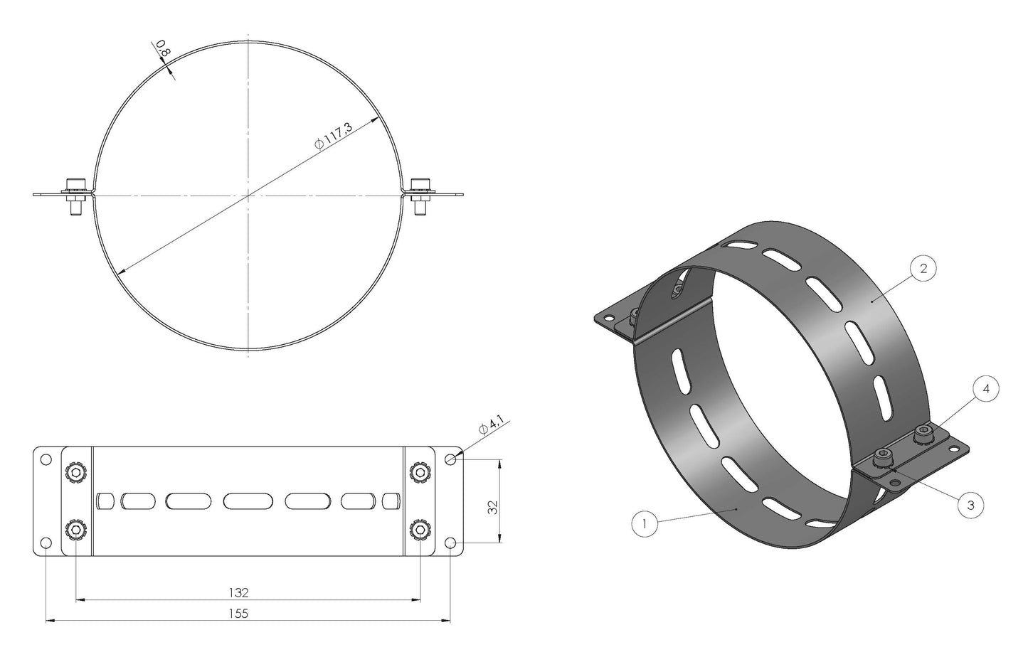 Turbine mounting clamp, 112mm for P80, P90, P120, P140, P160, P180